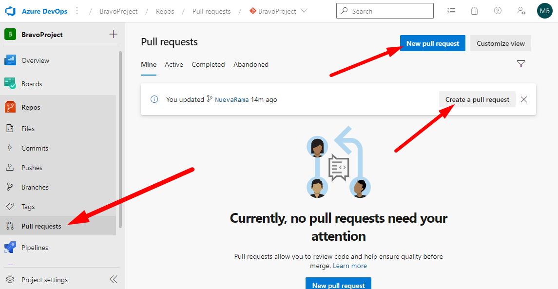 Azure: Azure DevOps hacer PullRequest